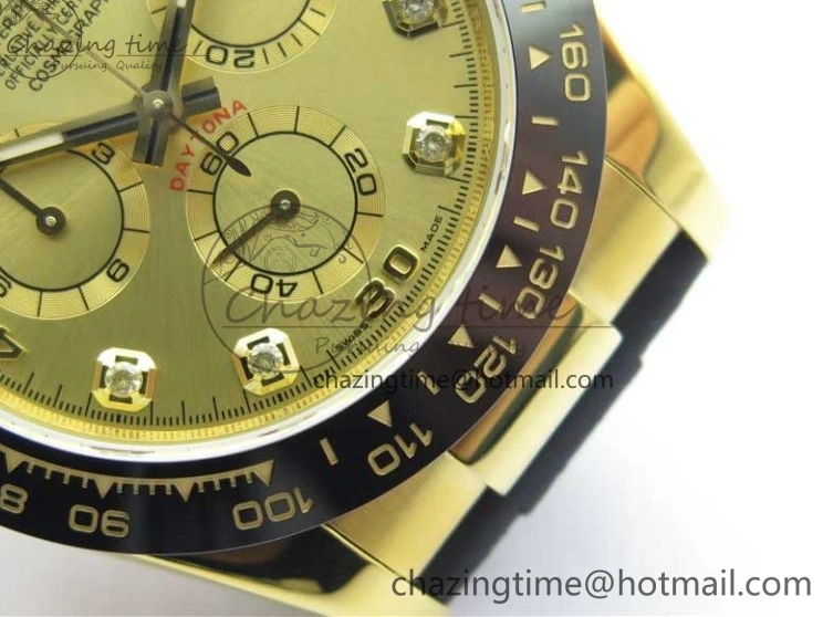 0412 Daytona 116518 Noob 1:1 Best Edition YG Plated 904L SS Case Goid Diamonds Dial on Black Rubber Strap SA4130 V4 (Free Extra Strap) Versatile 2587